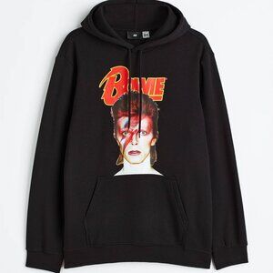 Black H&M David Bowie Aladdin Sane Hoodie Sweatshirt Men S Retro New Wave Alt